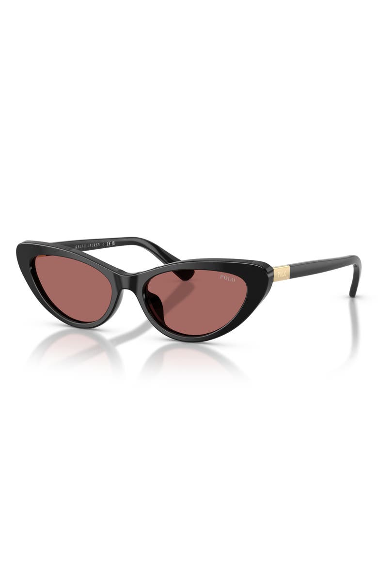 Polo Ralph Lauren 54mm Cat Eye Sunglasses, Alternate, color, Shiny Black / Dark Violet