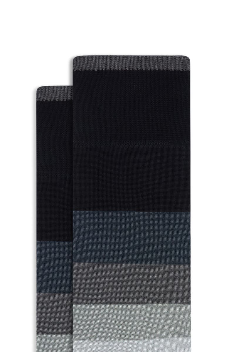 Bugatchi Stripe Mercerized Cotton Blend Dress Socks, Alternate, color, Black