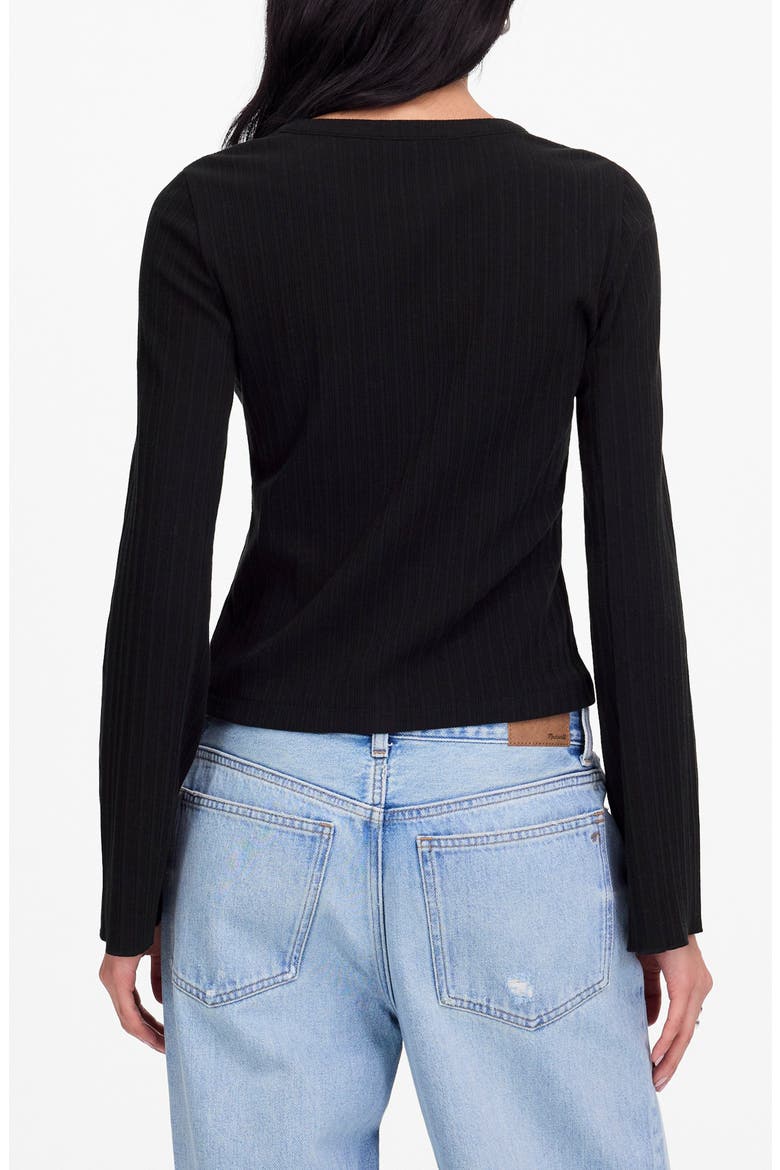 Flare Sleeve Cotton Cardigan, Alternate, color, JET BLACK