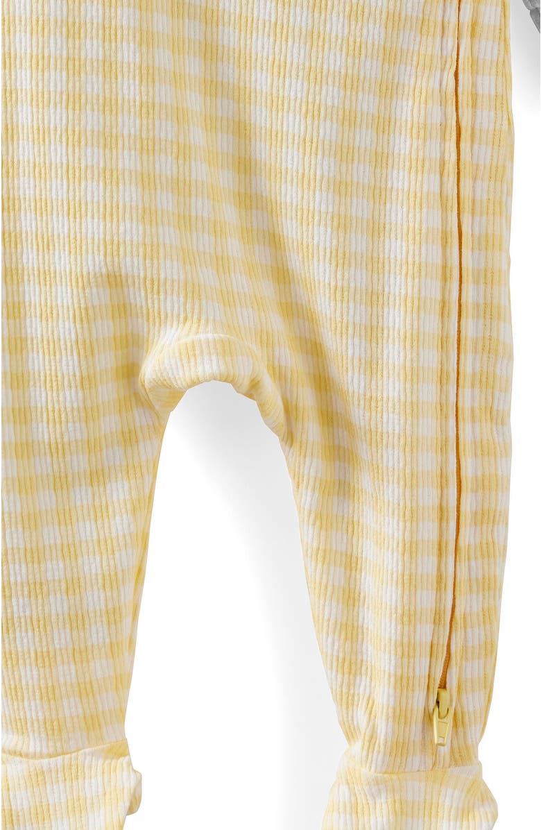 Cotton On Kids Organic Pointelle Cross Over Zip All In One, Alternate, color, Lemon Squash Gingham