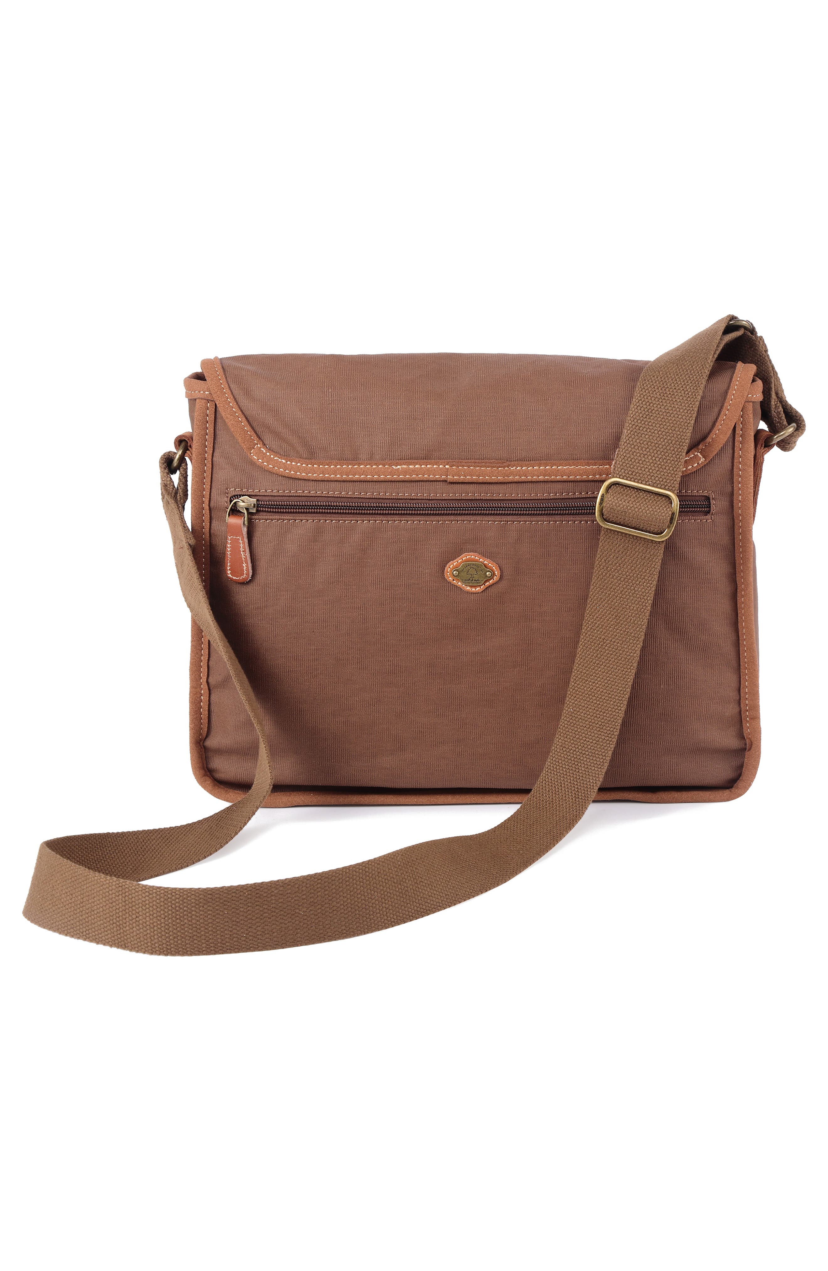 THE SAME DIRECTION Dolphin Studded Messenger Bag, Alternate, color, Coffee