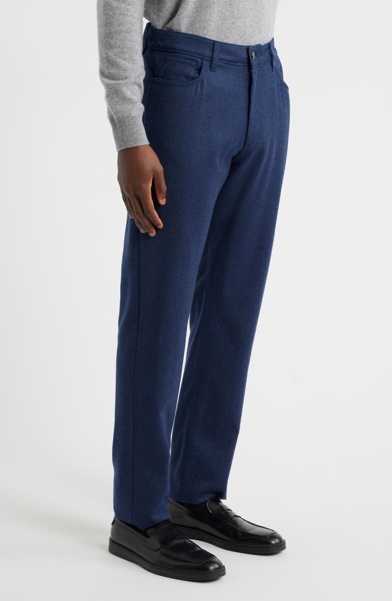 Canali Regular Fit Wool Flannel Pants, Alternate, color, Blue