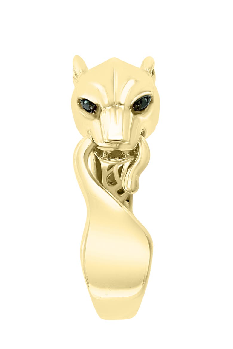14K Yellow Gold Black Diamond Panther Ring, Alternate, color, 14K Gold