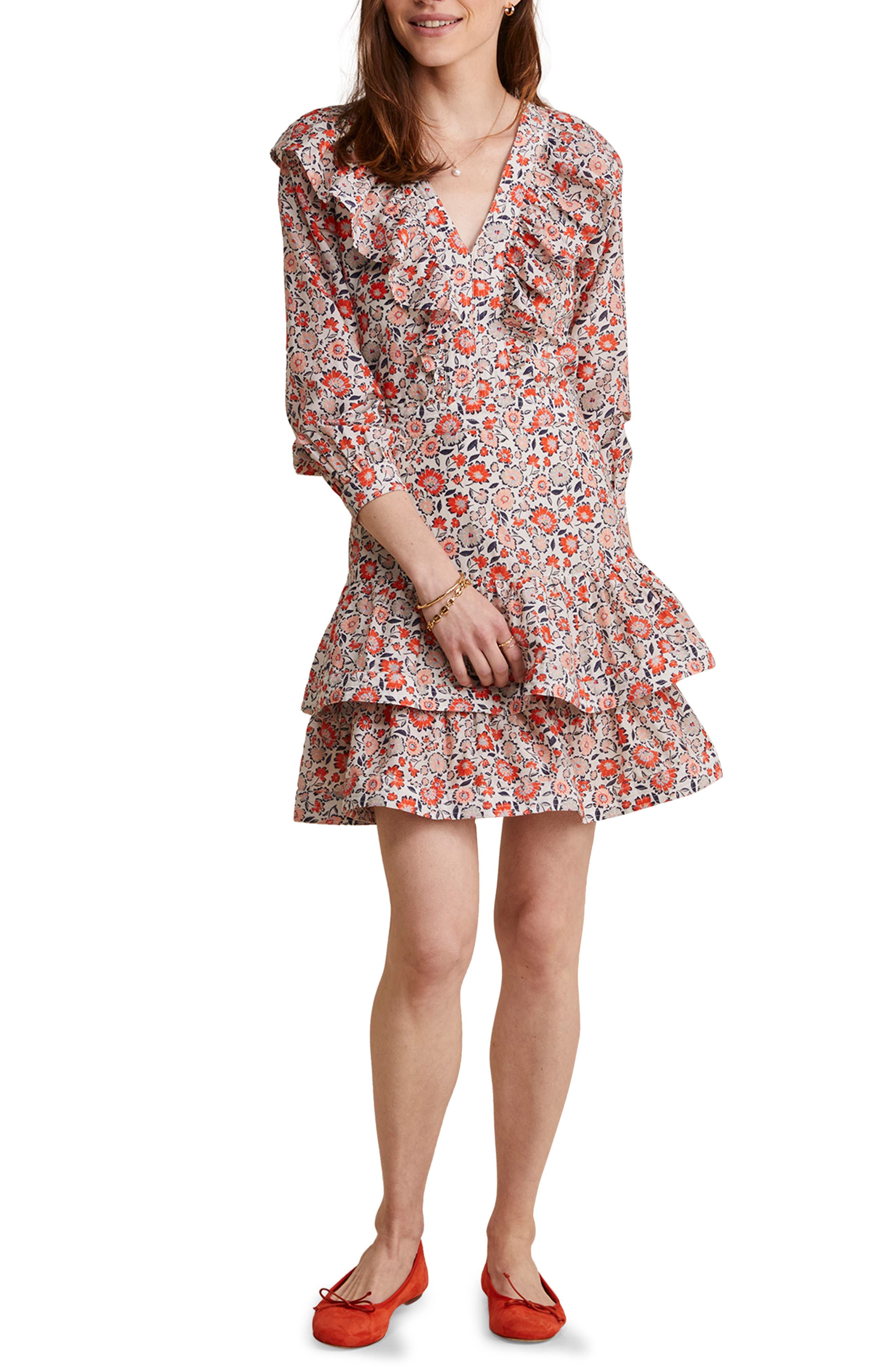 vineyard vines Ivy Floral Long Sleeve Cotton & Silk Dress