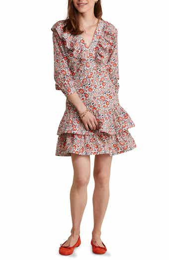 vineyard vines Ivy Floral Long Sleeve Cotton & Silk Dress