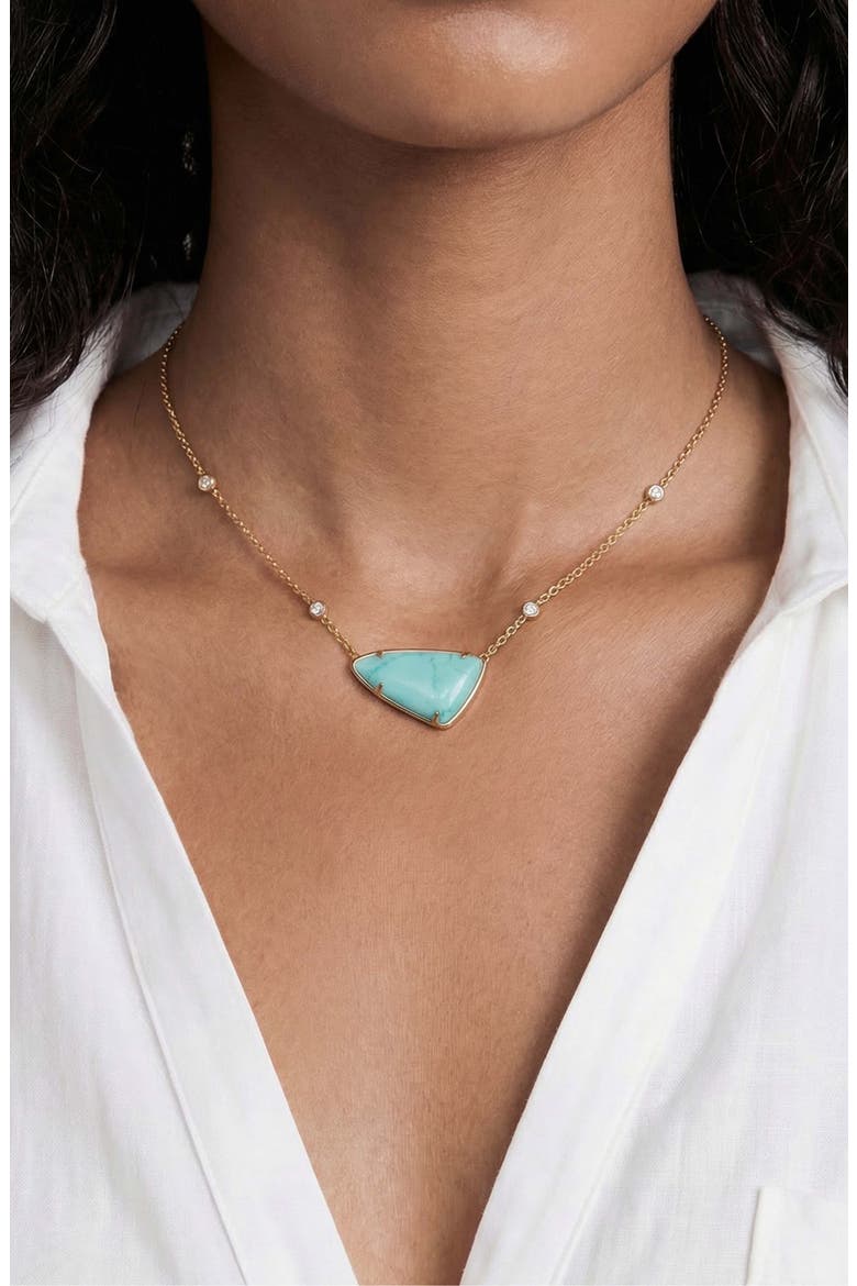 Geometric Reconstituted Stone Pendant Necklace, Alternate, color, TURQUOISE
