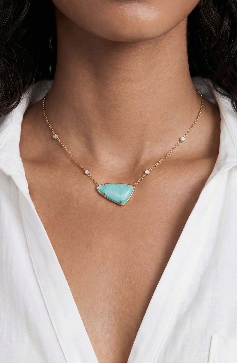 Ettika Geometric Reconstituted Stone Pendant Necklace, Alternate, color, Turquoise