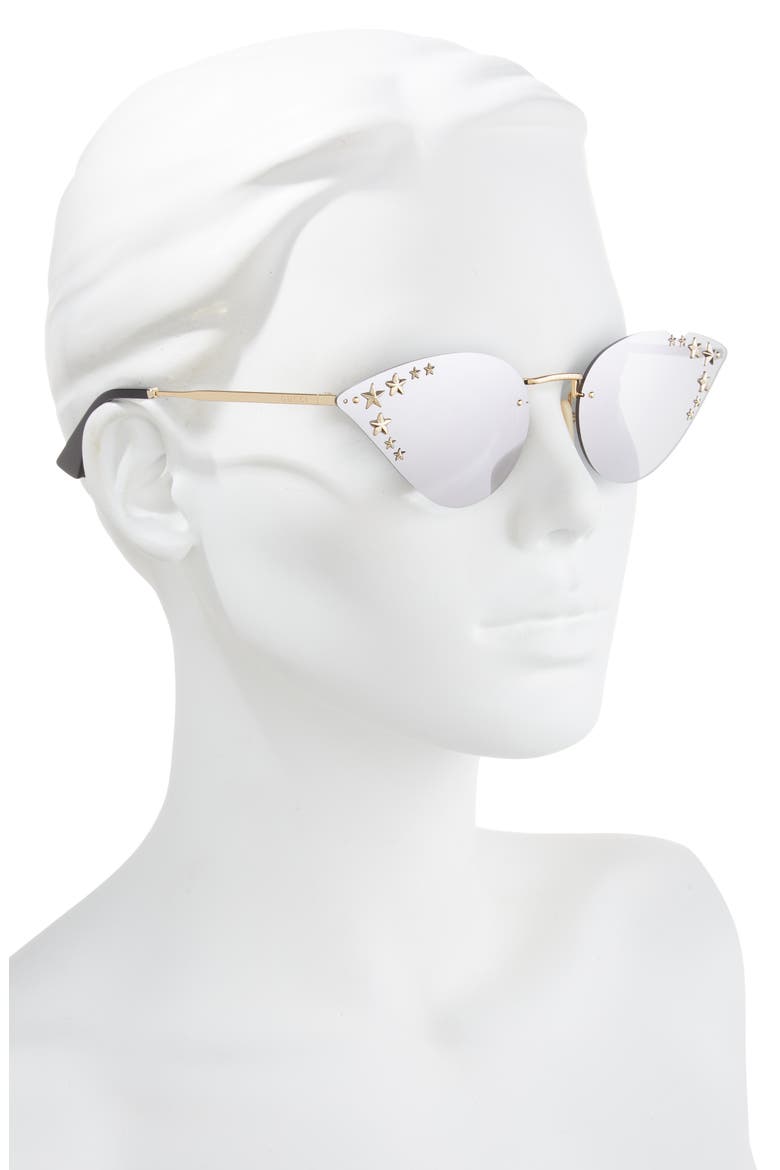 64mm Cat Eye Sunglasses, Alternate, color, GOLD GOLD SILVER