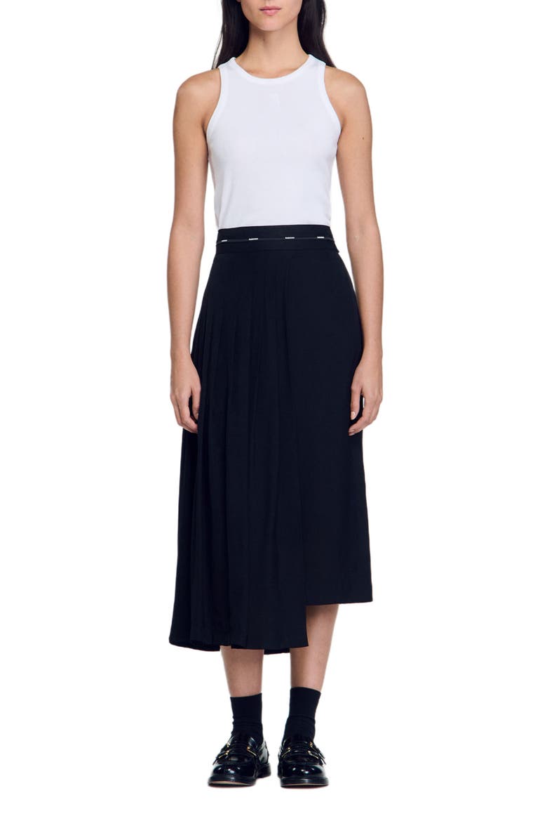 SANDRO Long asymmetrical skirt, Alternate, color, 