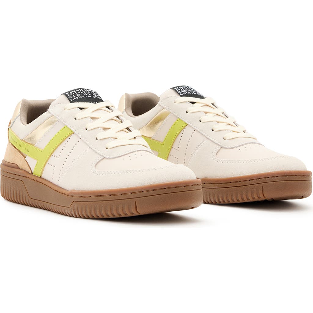 Allsaints Suede Vix Sneakers In White/brown/green