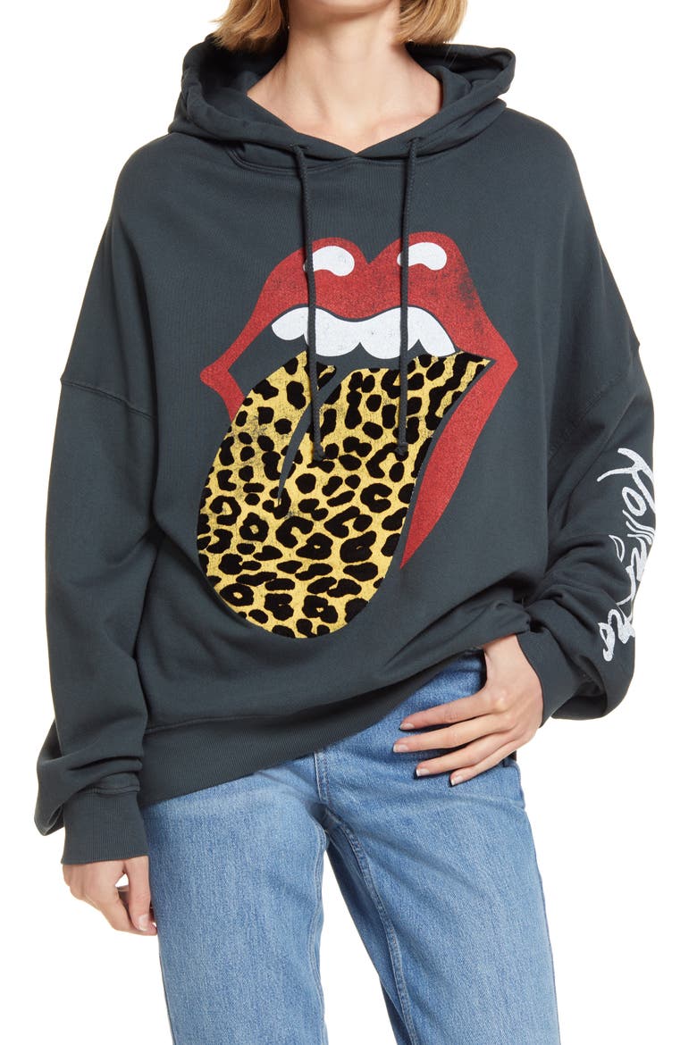 Rolling Stones Hoodie, Main, color, VINTAGE BLACK