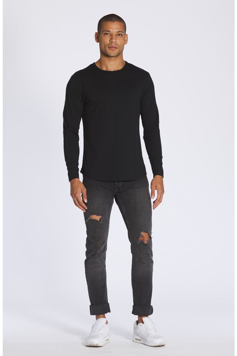 AO Curved Hem Long Sleeve T-Shirt, Alternate, color, BLACK