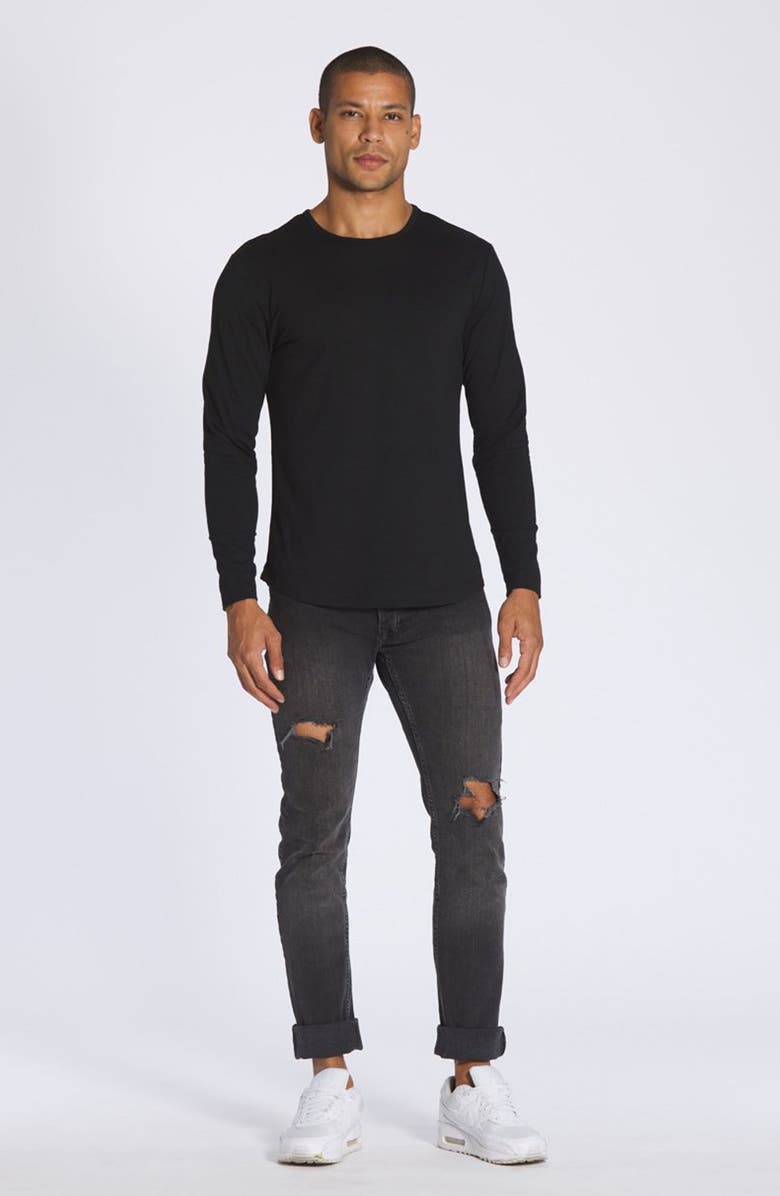 Cuts AO Curved Hem Long Sleeve T-Shirt, Alternate, color, Black