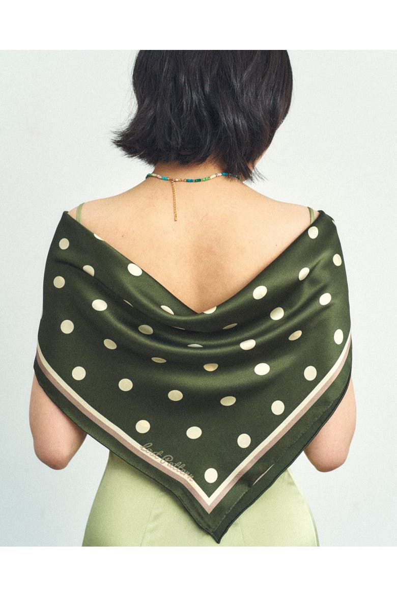 "Retro Polka" Silk Bandana Scarf, Alternate, color, Matcha