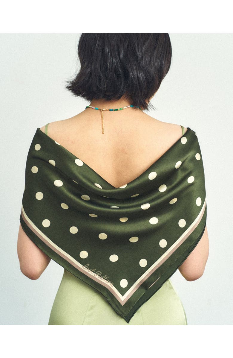 Lost Pattern "Retro Polka" Silk Bandana Scarf, Alternate, color, Matcha