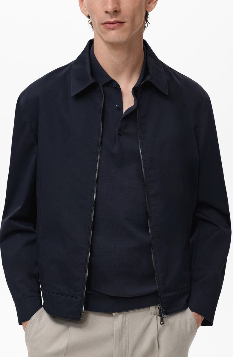 MANGO Cotton Blend Zip-Up Jacket, Main, color, 