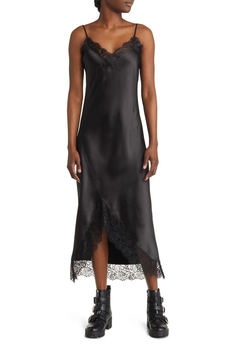 AllSaints Praia Lace Trim Slipdress, Main, color,