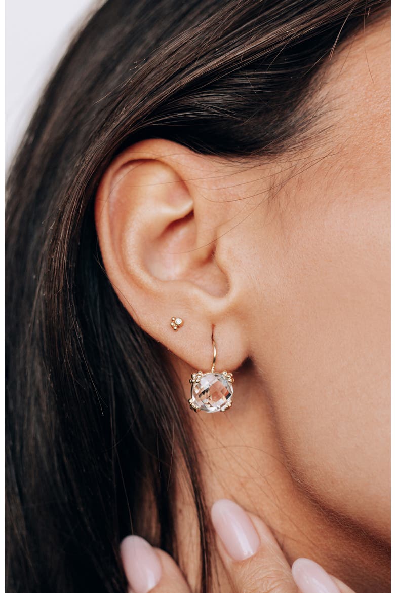 Dew Drop White Topaz Cluster Drop Earrings, Alternate, color, GOLD