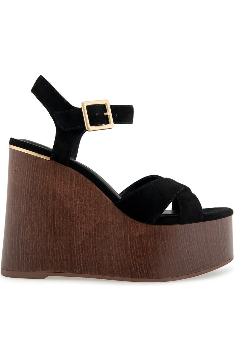 Kenneth Cole Taelyn Ankle Strap Platform Wedge Sandal, Alternate, color, Black Suede