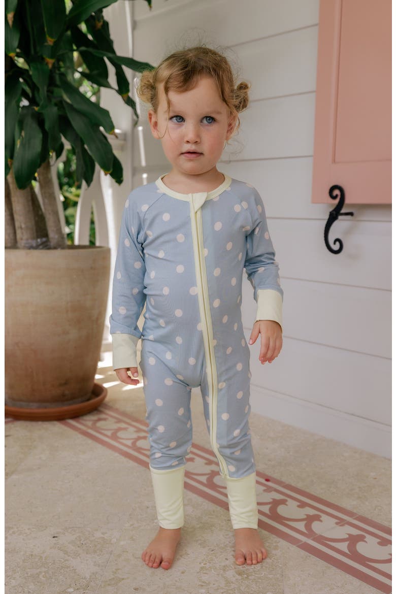 Sea Blue Polka Dot Zipper Romper, Alternate, color, Sea Blue Polka Dot