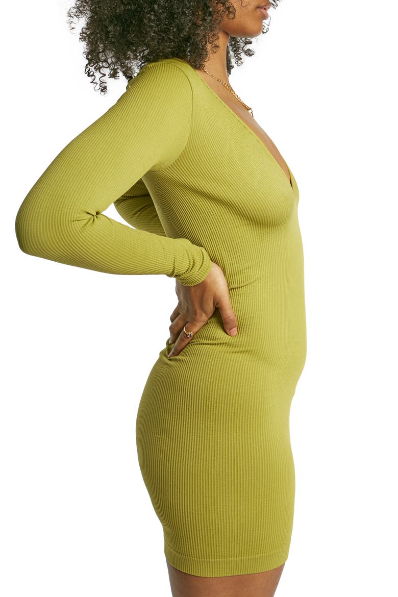 Josie Ribbed Long Sleeve Mini Sweater Dress, Alternate, color, LIME
