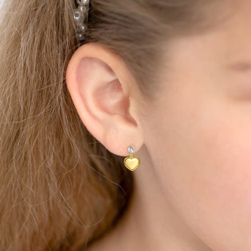 Shop In Season Jewelry 14k Heart Dangle Cubic Zirconia Earrings In Gold