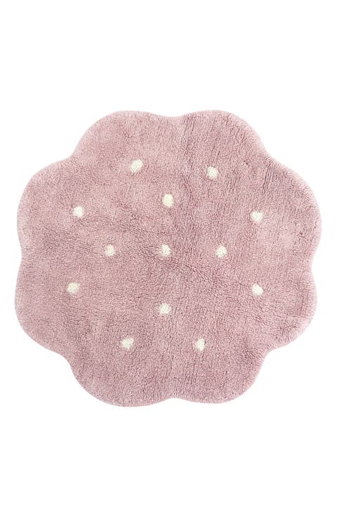 Mini Biscuit Pear Washable Cotton Blend Rug