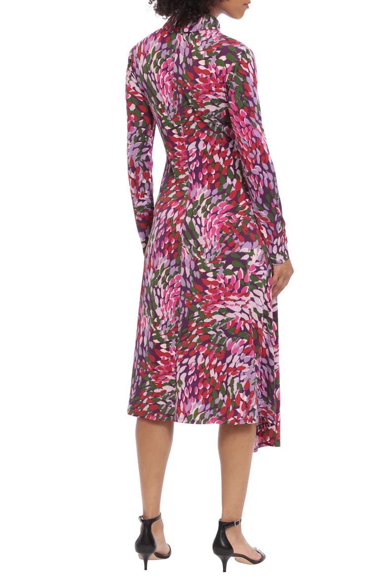 Asymmetric Mock Neck Long Sleeve Dress, Alternate, color, PURPLE/ LILAC