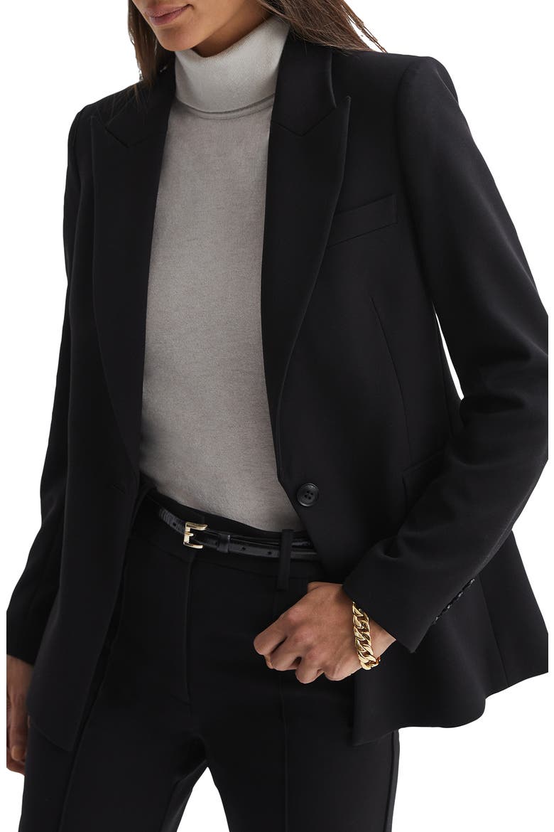 Gabi Peak Lapel Blazer, Alternate, color, BLACK