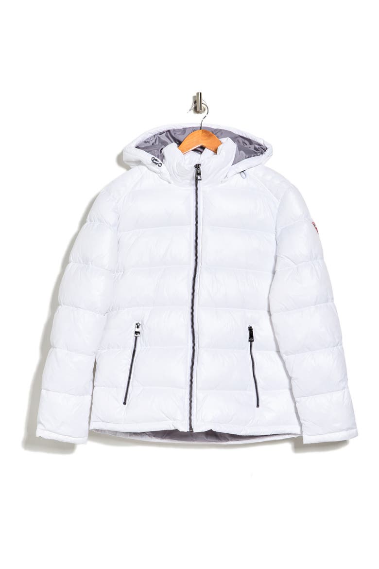 Hooded Solid Puffer Jacket, Alternate, color, WHITE