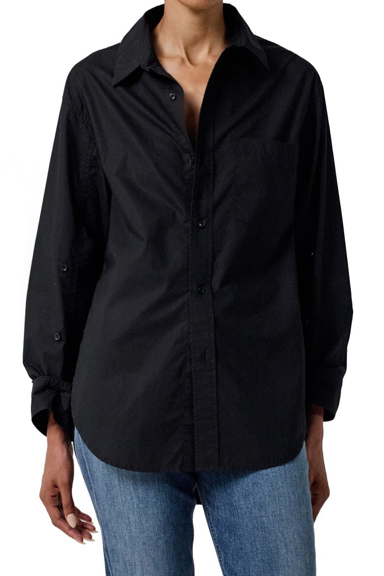 Kayla Black Cotton Shirt, Main, color, BLACK