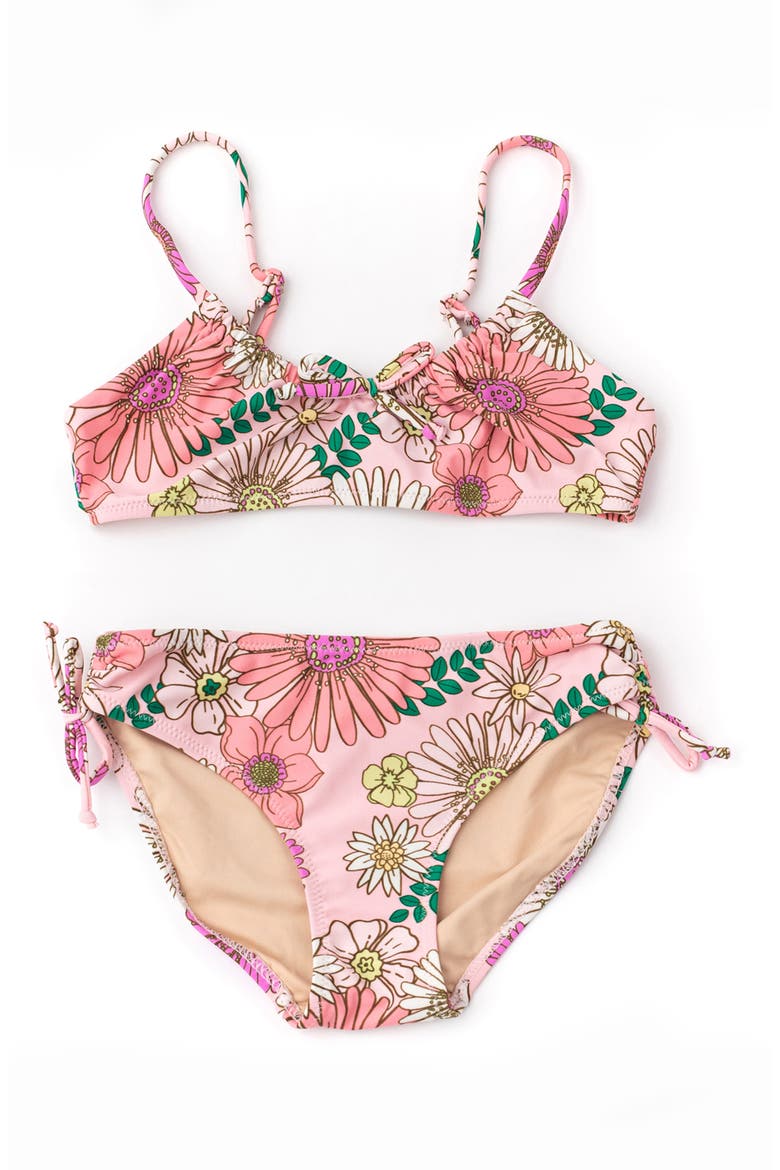 Kids' Retro Blossom Two-Piece Swimsuit, Main, color, PINK