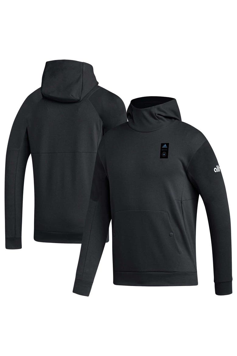 Men's adidas Black Charlotte FC 2023 Player Travel Pullover Hoodie, Main, color, Black