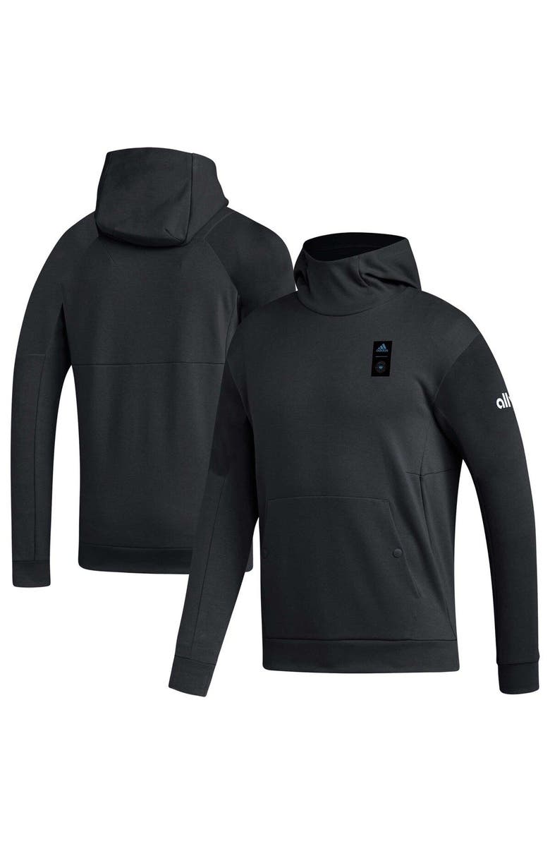adidas Men's adidas Black Charlotte FC 2023 Player Travel Pullover Hoodie, Main, color, Black