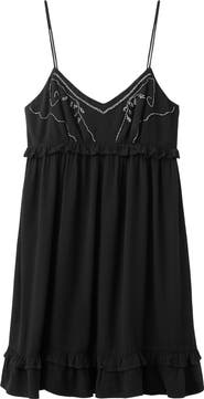 MANGO TEEN Beaded Ruffle Trim Tiered Minidress