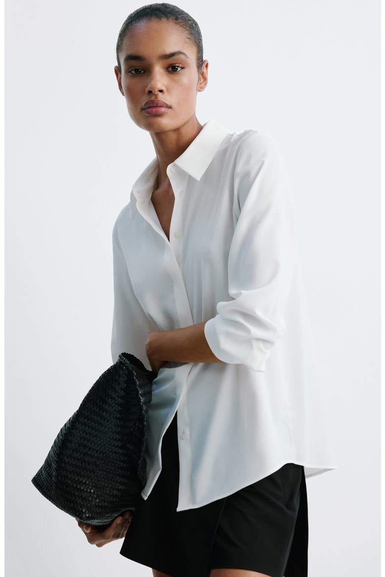 Fluid Long Sleeve Button-Up Shirt, Alternate, color, OFF WHITE