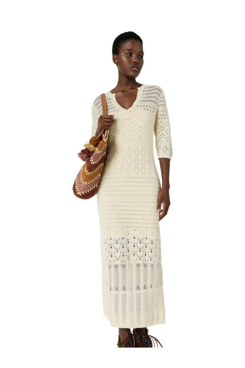 Riana Crochet Maxi Dress, Main, color, Ecru