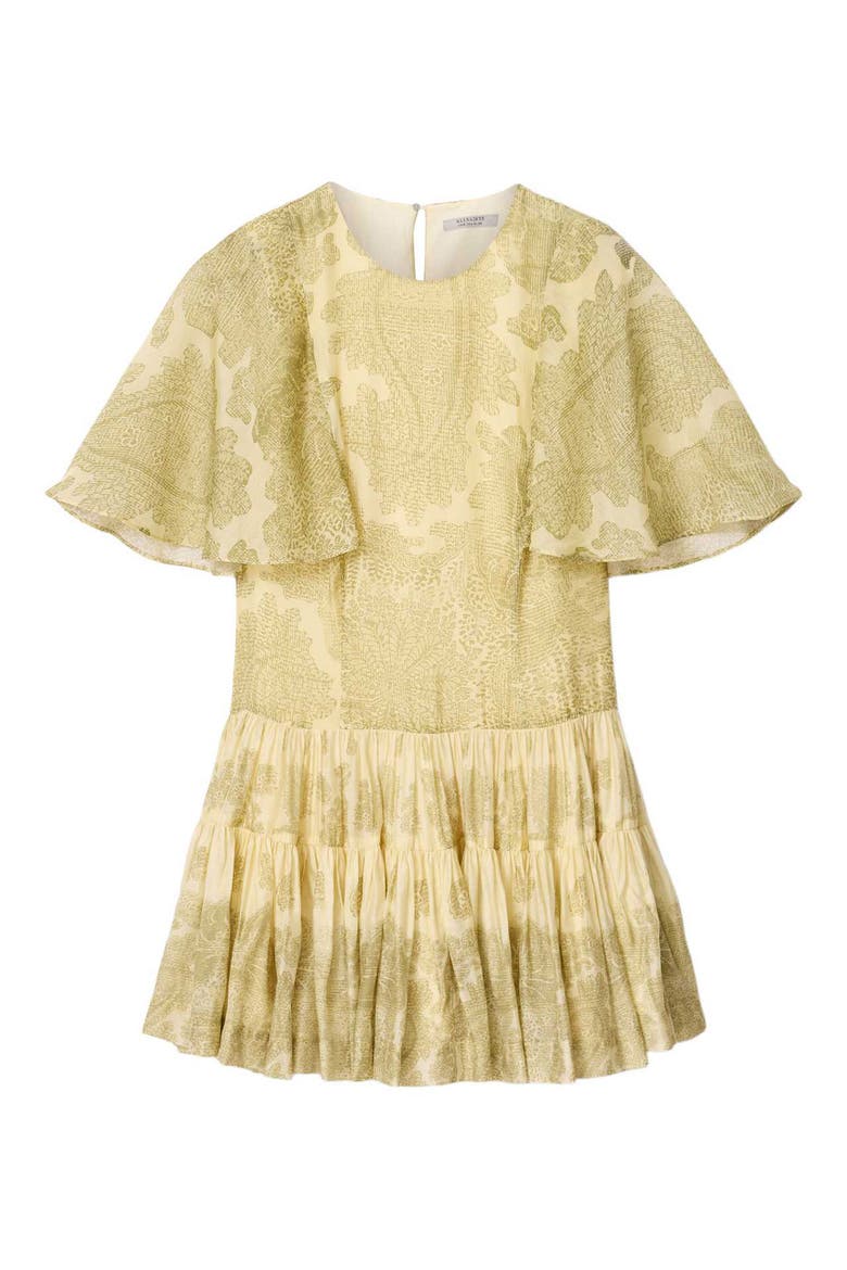 Yanna Paisley Floral Tiered Minidress, Alternate, color, JOANNE GOLD GREEN