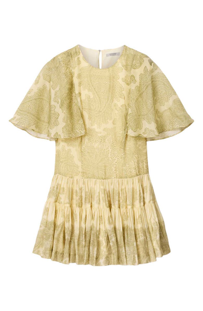 AllSaints Yanna Paisley Floral Tiered Minidress, Alternate, color, Joanne Gold Green