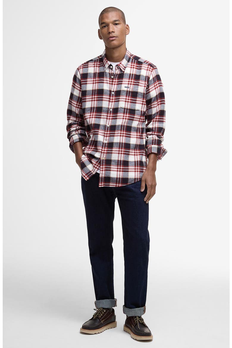 Fallbay Tailored Fit Check Button-Down Cotton Shirt, Alternate, color, FIRED BRICK