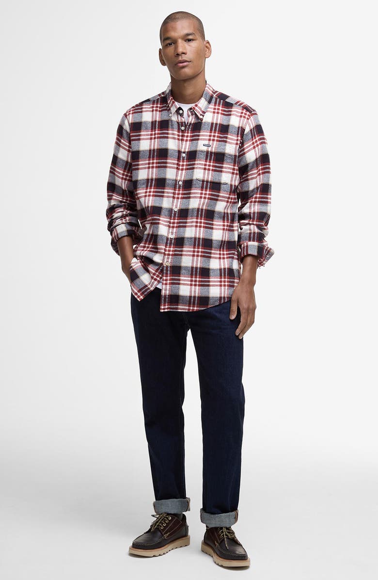 Barbour Fallbay Tailored Fit Check Button-Down Cotton Shirt, Alternate, color, Fired Brick