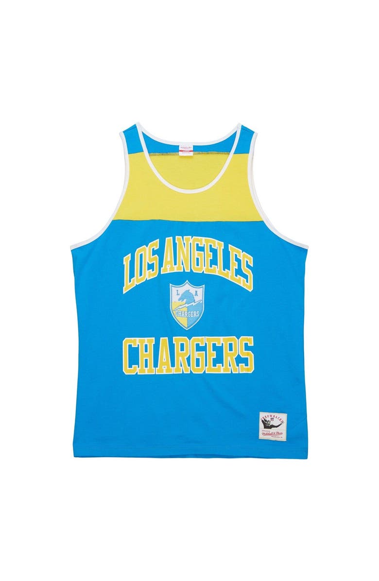 Mitchell & Ness Men's Mitchell & Ness Powder Blue/Gold Los Angeles Chargers Gridiron Classics Heritage Colorblock Tank Top, Alternate, color, Powder Blue