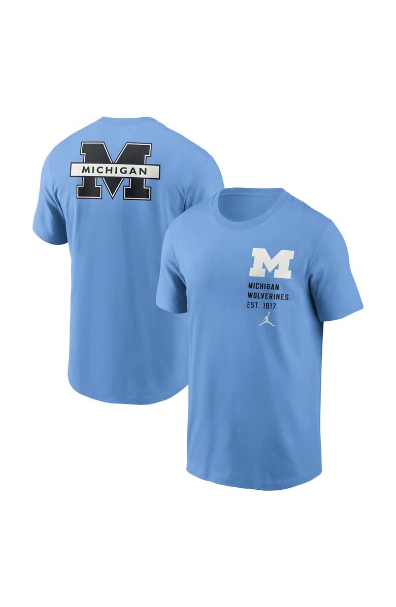 Jordan Brand Men's Jordan Brand Valor Blue Michigan Wolverines Record Shattered 2-Hit T-Shirt, Alternate, color, Light Blue
