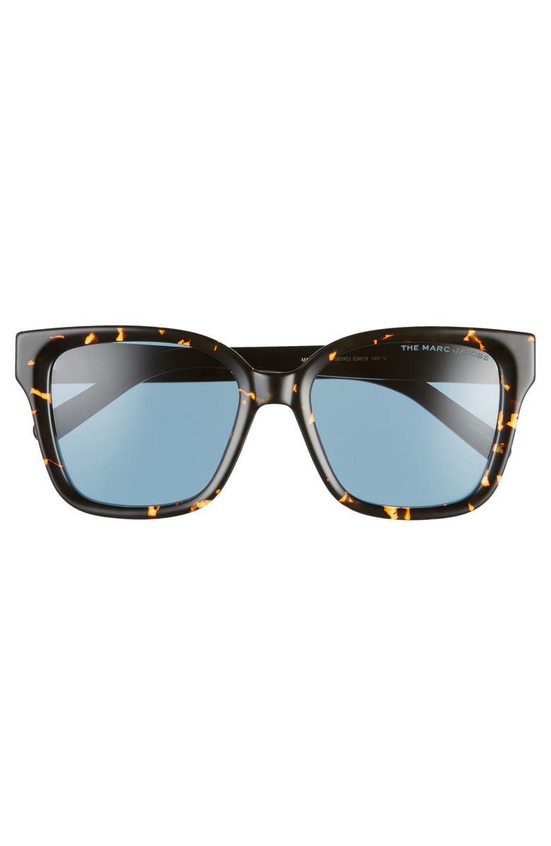 Marc Jacobs 53mm Square Sunglasses, Alternate, color, Havana Black/ Blue Avio