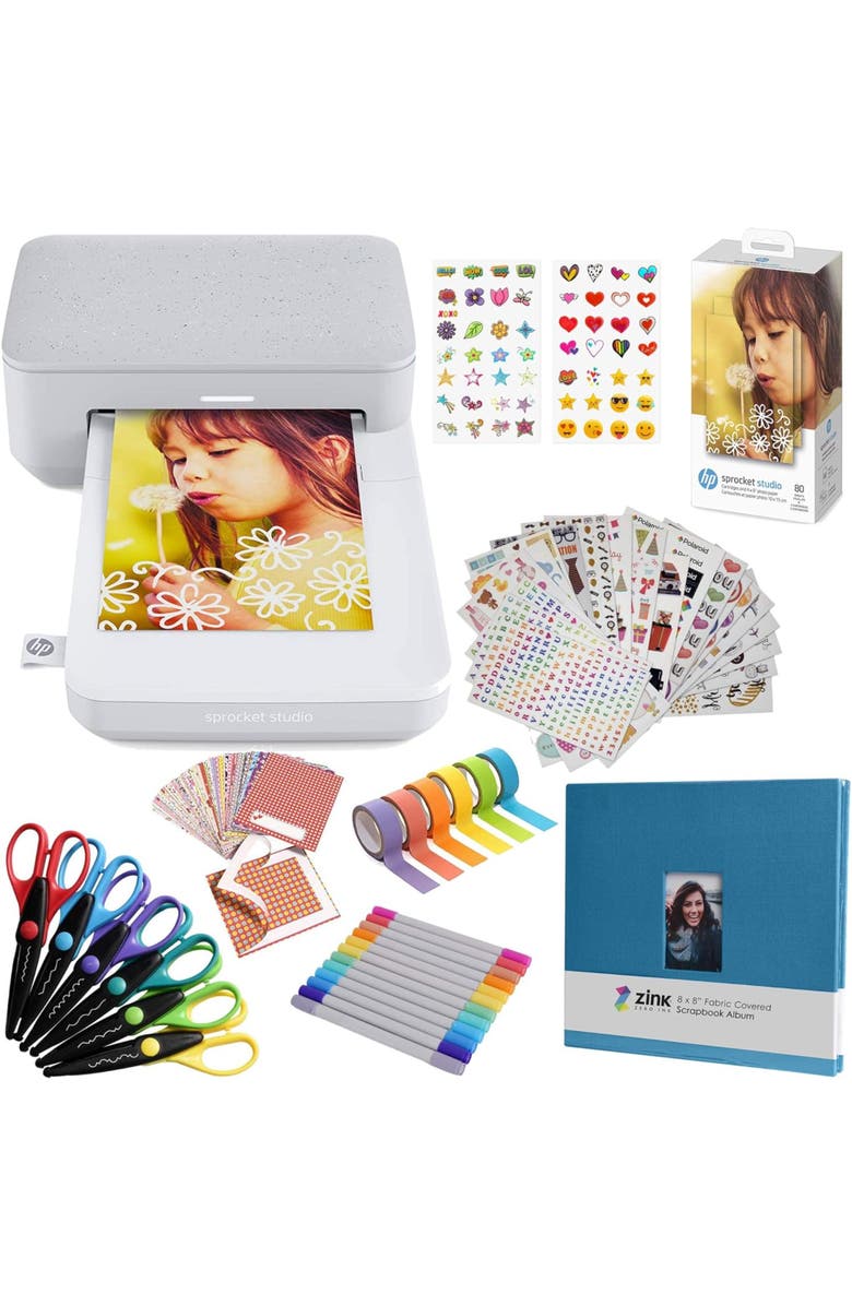 HP Sprocket Studio Plus 4x6 Instant Photo Printer, Main, color, White