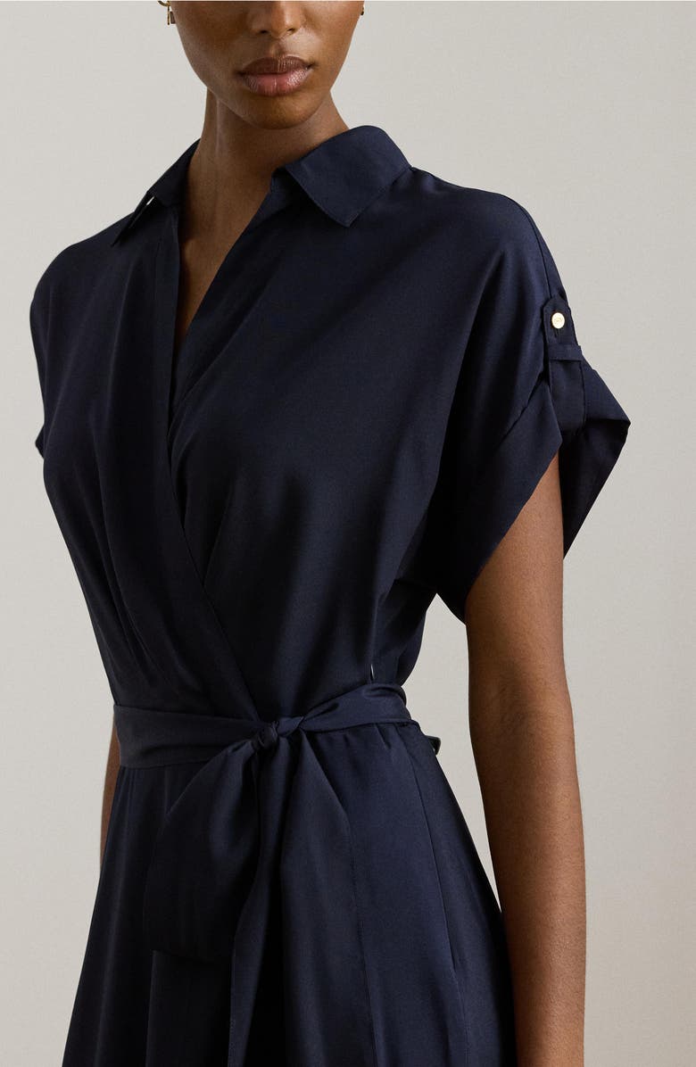 Lauren Ralph Lauren Fratillo Short Sleeve Crêpe de Chine Shirtdress, Alternate, color, Lighthouse Navy Blue