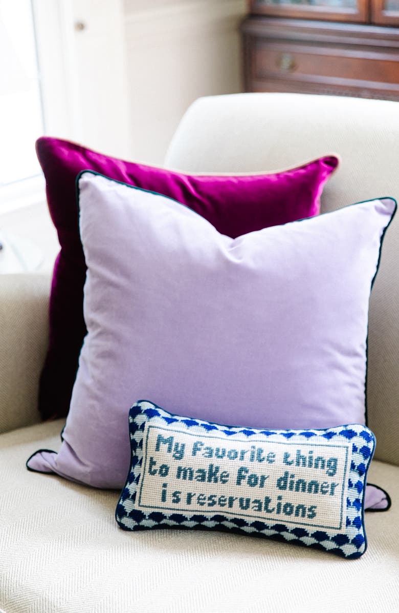 Furbish Reservations Needlepoint Pillow, Alternate, color, Blue