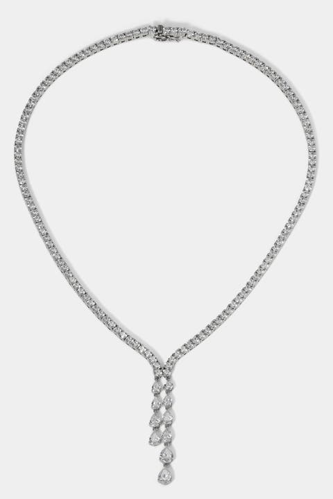 Willow Round CZ Tennis Double Drop Y Necklace