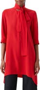 Akris punto Tie Neck Handkerchief Hem Silk Crêpe de Chine Top
