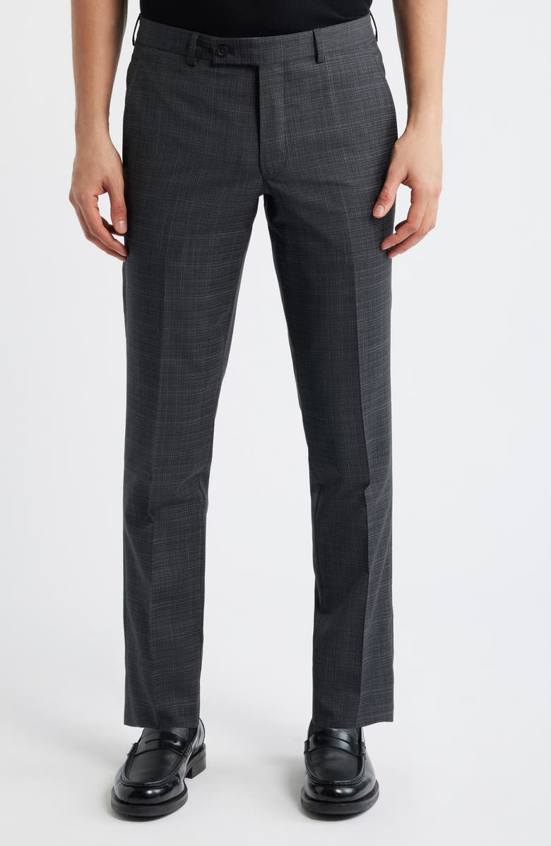 AllSaints Ross Slim Fit Grey Check Slub Cotton & Wool Blend Suit, Alternate, color, Black